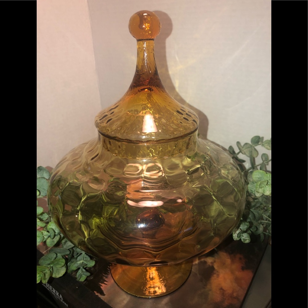 Vintage large pedestal container with lid